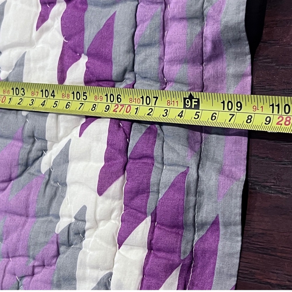 John Robshaw Luxury King Quilt Lavender Purple White Chevron Cotton Made India - Picture 10 of 15
